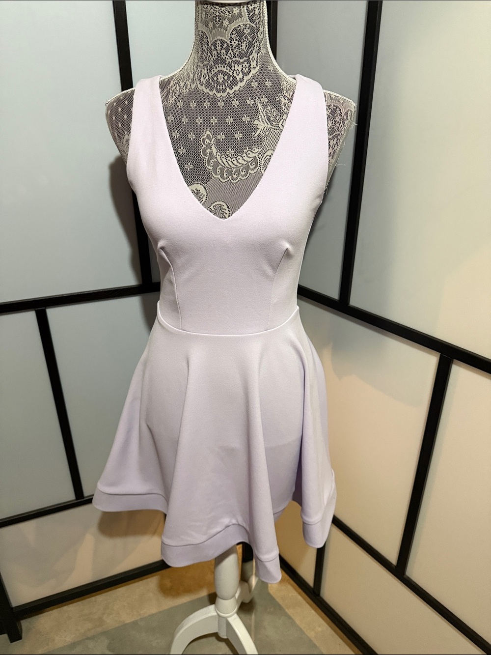 B Darlin Light Lavender V-Neck Skater Mini Dress